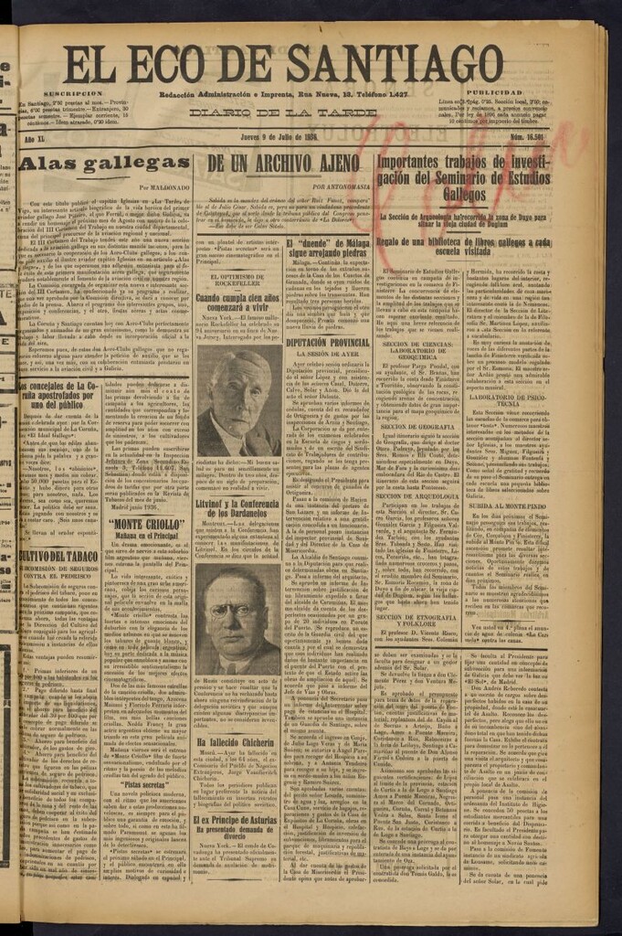 Miniatura de El Eco de Santiago : diario de la tarde del 9 de julio de 1936, nº 16501