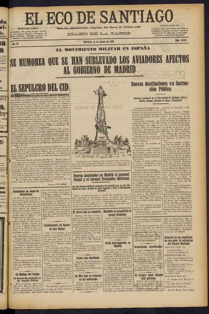 Miniatura de El Eco de Santiago : diario de la tarde del 19 de agosto de 1936, nº 16528