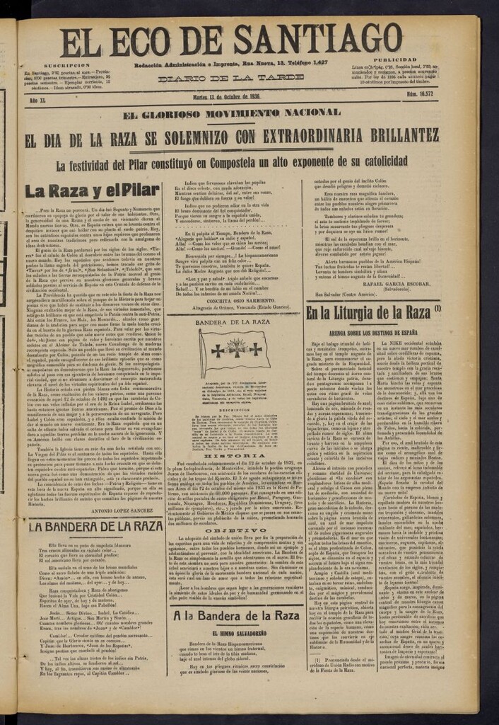 Miniatura de El Eco de Santiago : diario de la tarde del 13 de octubre de 1936, nº 16572
