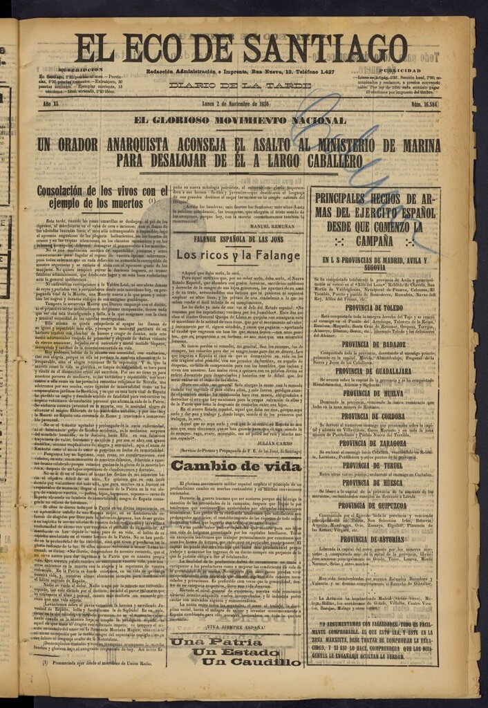 Miniatura de El Eco de Santiago : diario de la tarde del 2 de noviembre de 1936, nº 16584
