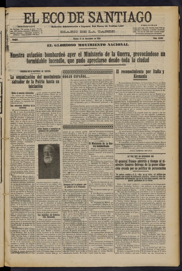 Miniatura de El Eco de Santiago : diario de la tarde del 24 de noviembre de 1936, nº 16603