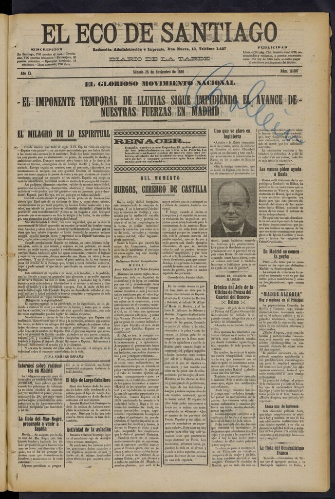 Miniatura de El Eco de Santiago : diario de la tarde del 28 de noviembre de 1936, nº 16607