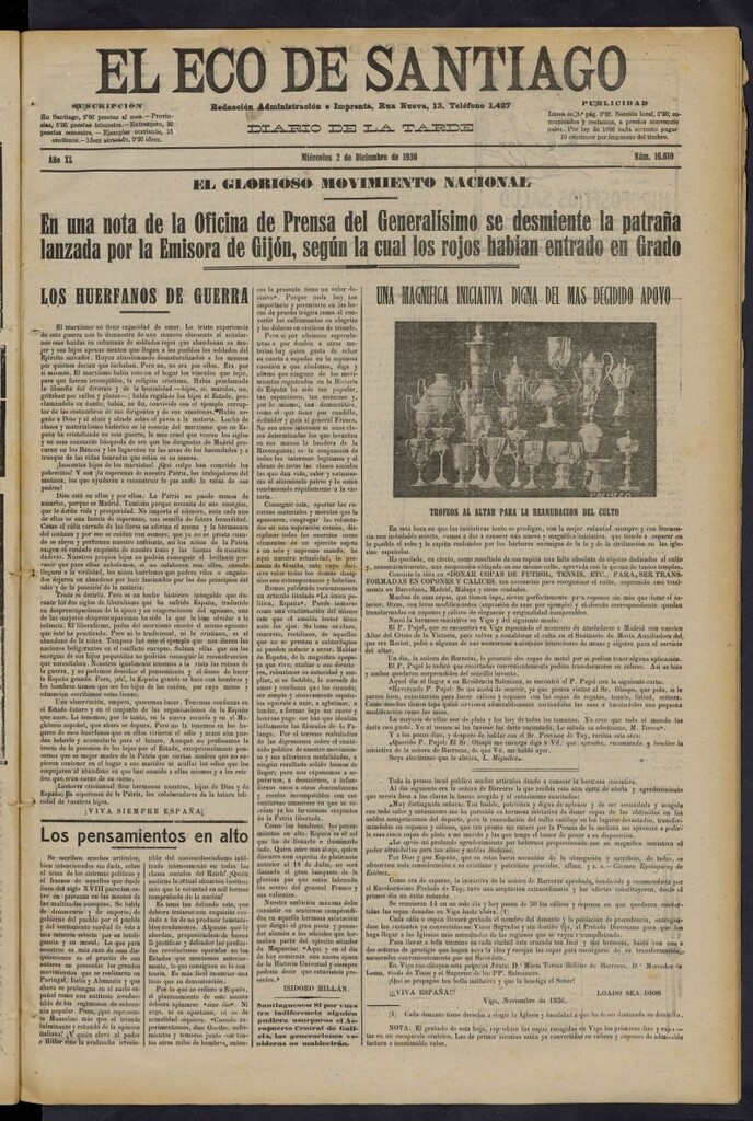 Miniatura de El Eco de Santiago : diario de la tarde del 2 de diciembre de 1936, nº 16610