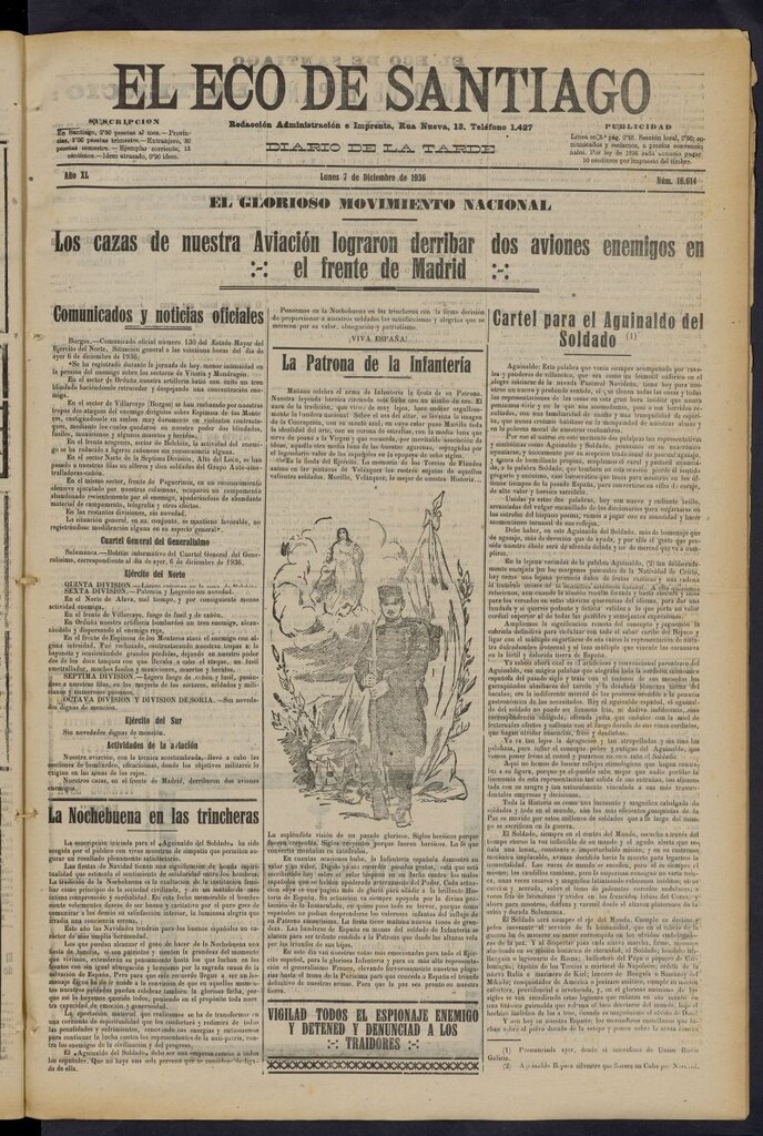 Miniatura de El Eco de Santiago : diario de la tarde del 7 de diciembre de 1936, nº 16614