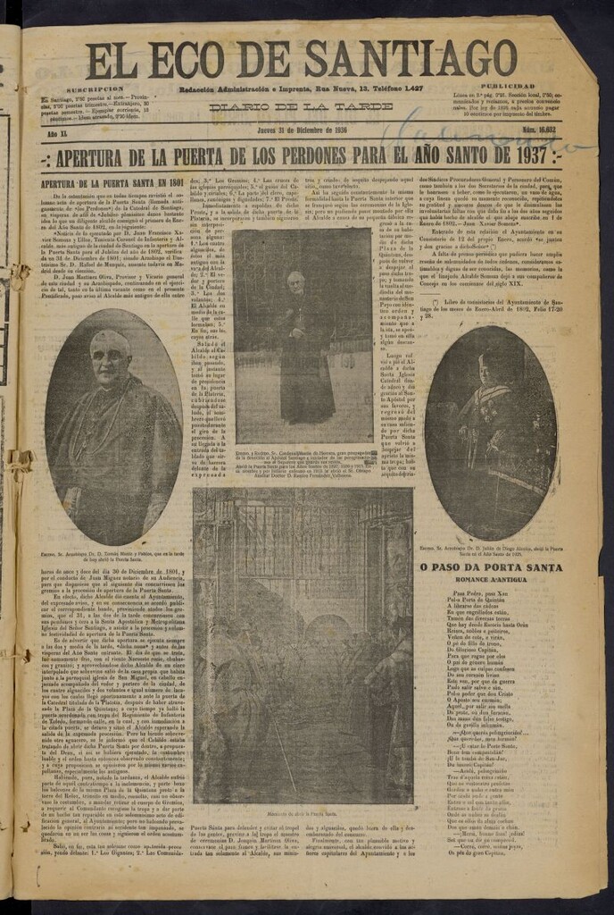 Miniatura de El Eco de Santiago : diario de la tarde del 31 de diciembre de 1936, nº 16632