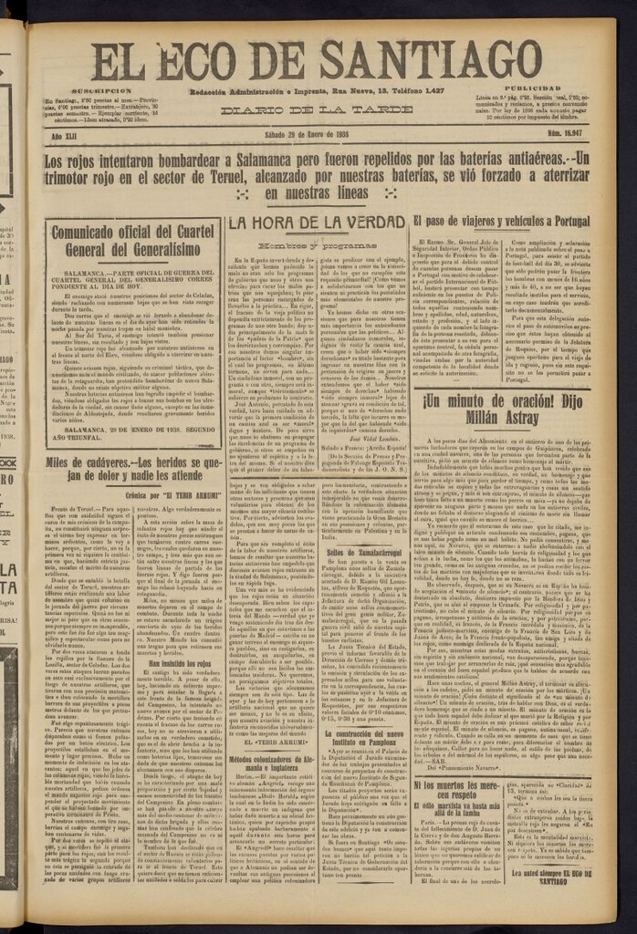 Miniatura de El Eco de Santiago : diario de la tarde del 29 de enero de 1938, nº 16947
