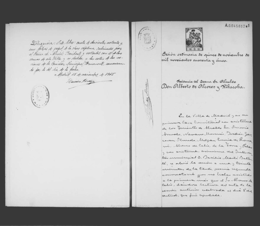Miniatura de Actas de acuerdos del Ayuntamiento. Tomo 790 del año 1945 (15 noviembre a 27 diciembre)