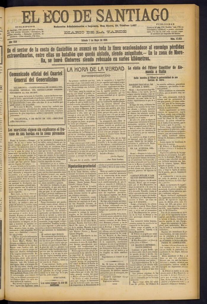 Miniatura de El Eco de Santiago : diario de la tarde del 7 de mayo de 1938, nº 17023