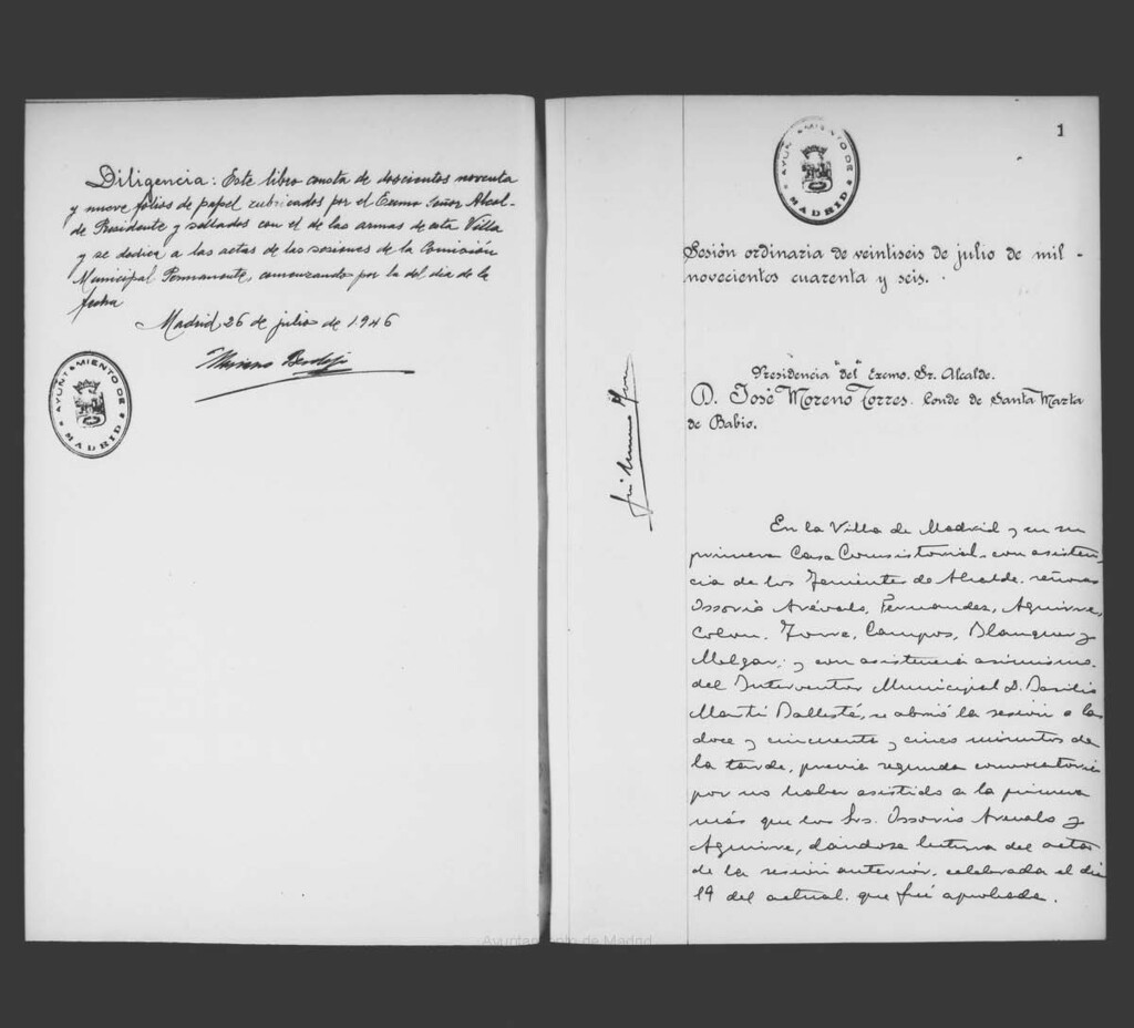 Miniatura de Actas de acuerdos del Ayuntamiento. Tomo 795 del año 1946 (26 julio 1946 a 11 octubre 1947)