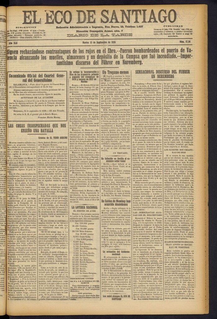 Miniatura de El Eco de Santiago : diario de la tarde del 13 de septiembre de 1938, nº 17.56