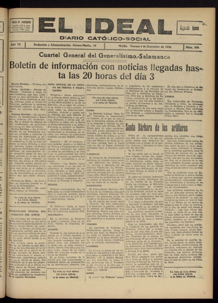 Miniatura de El ideal : periódico católico-social del 4 de diciembre de 1936, nº 308