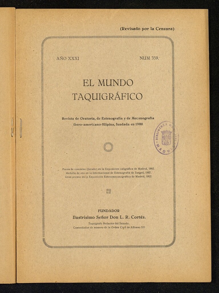 Miniatura de El Mundo Taquigráfico: revista mensual hispano-americana de oratoria y de estenografía. Febrero de 1930, nº 359