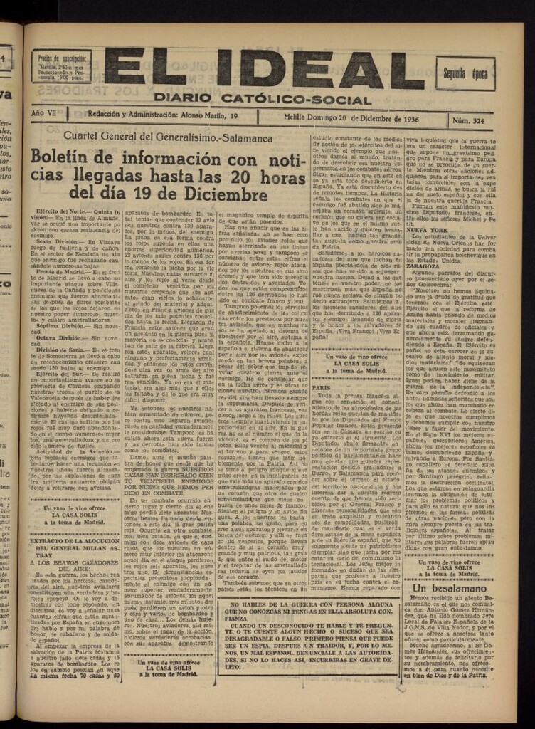 Miniatura de El ideal : periódico católico-social del 20 de diciembre de 1936, nº 324