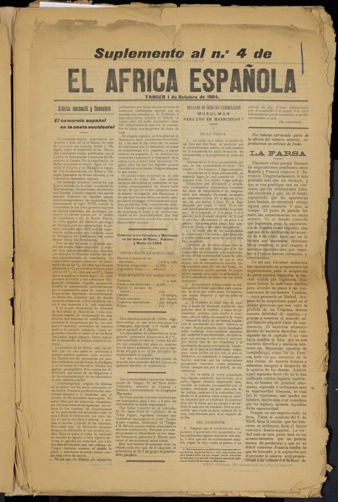 Miniatura de El Africa Española del 1 de octubre de 1904, suplemento al nº 4