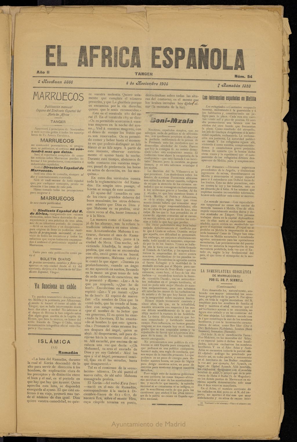 Miniatura de El Africa Española del  4 de noviembre de 1905, nº 54