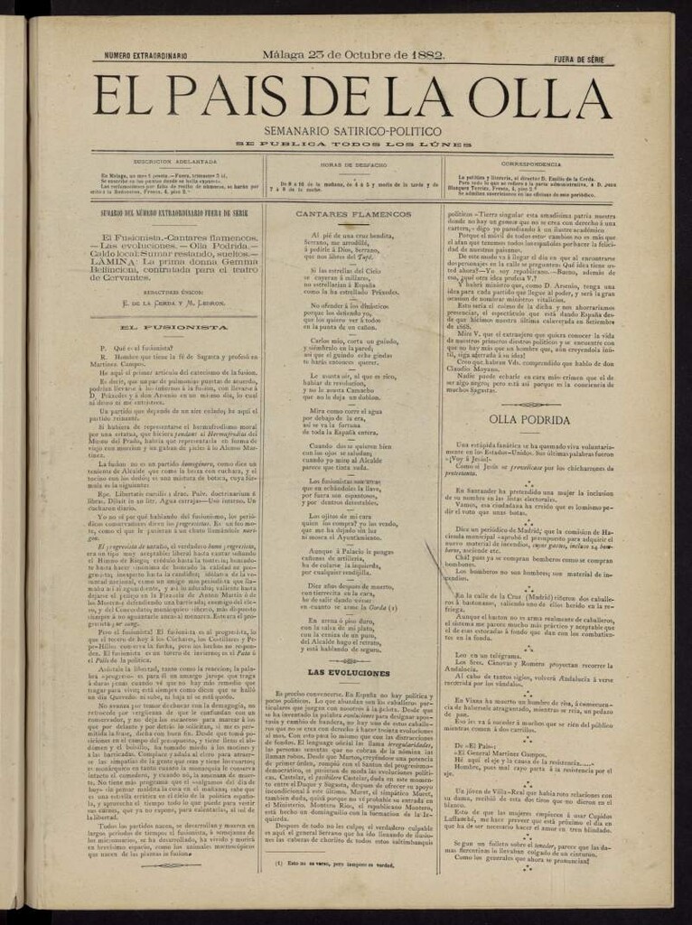 Miniatura de El País de la Olla : semanario satírico-político del 23 de octubre de 1882