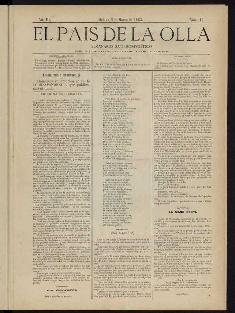 Miniatura de El País de la Olla : semanario satírico-político del 5 de marzo de 1883