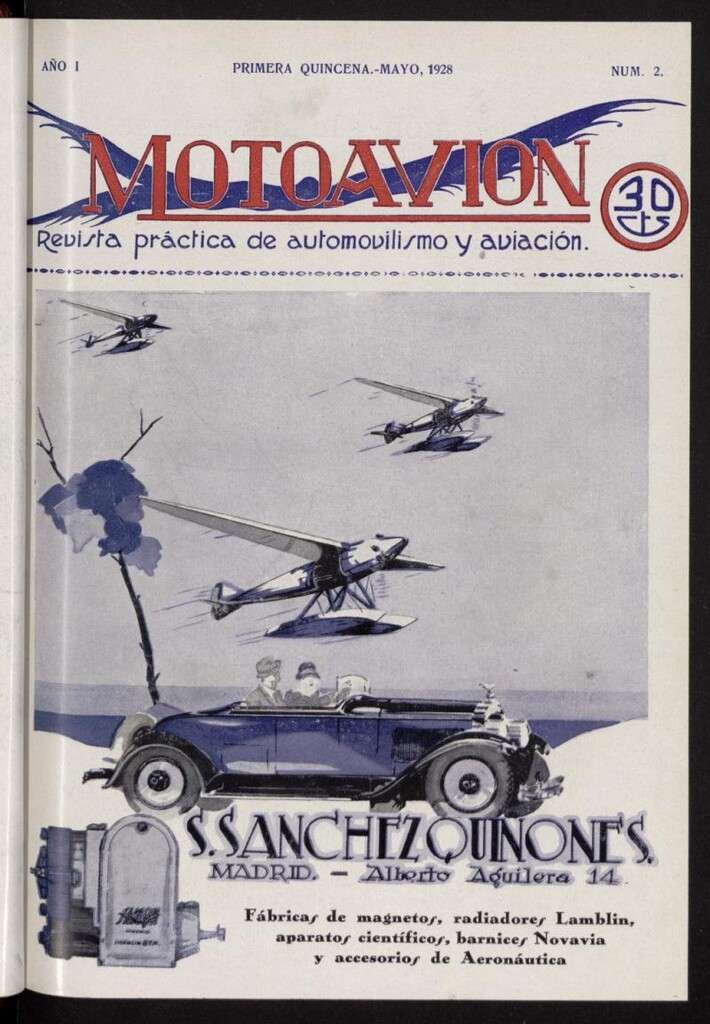 Miniatura de Motoavión: revista práctica de automovilismo y aviación, primera quincena mayo de 1928, nº 2