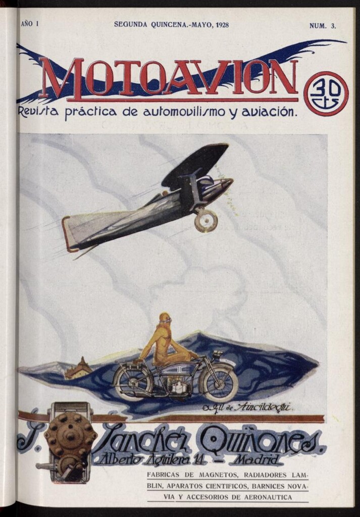 Miniatura de Motoavión: revista práctica de automovilismo y aviación, segunda quincena de mayo de 1928, nº 3