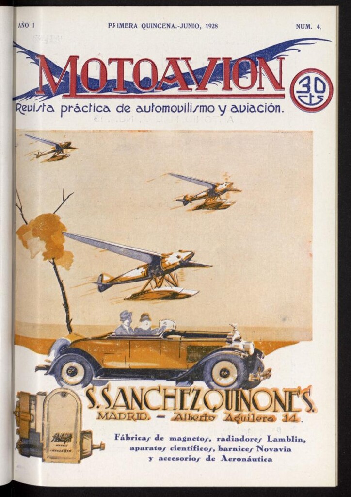 Miniatura de Motoavión: revista práctica de automovilismo y aviación, primera quincena de junio de 1928, nº 4