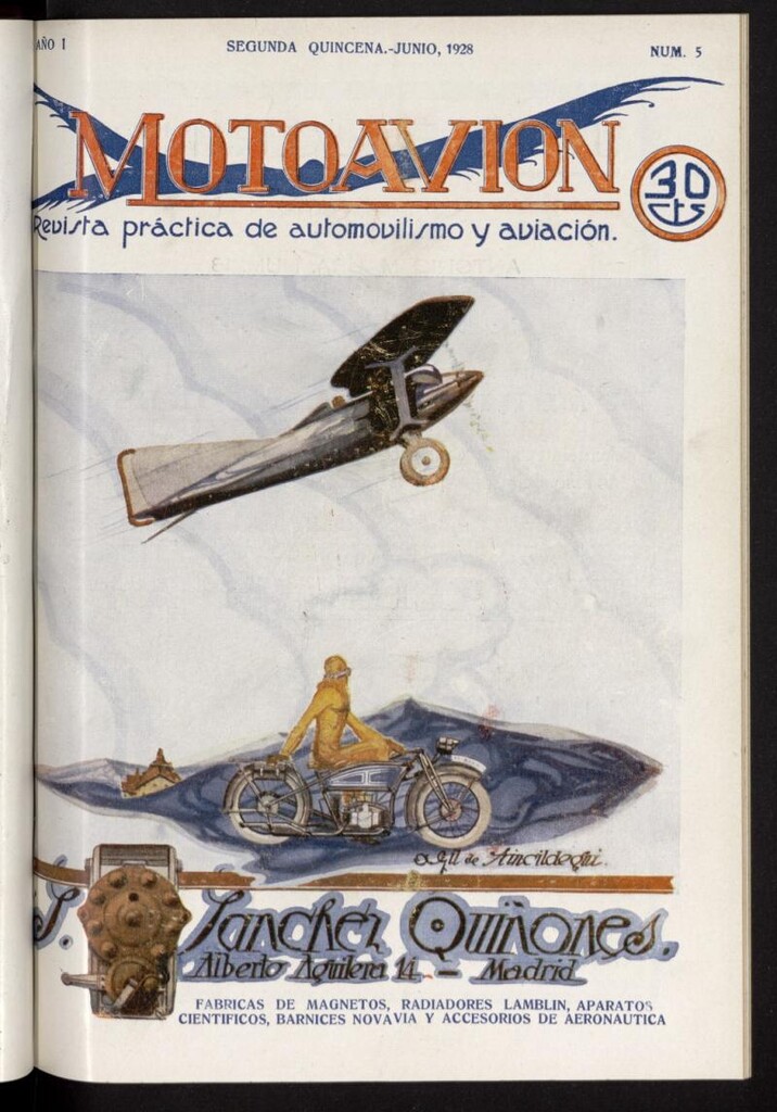 Miniatura de Motoavión: revista práctica de automovilismo y aviación, segunda quincena de junio de 1928, nº 5