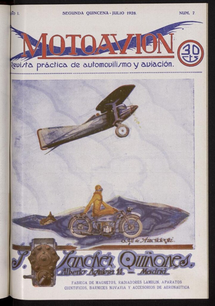 Miniatura de Motoavión: revista práctica de automovilismo y aviación, segunda quincena de julio de 1928, nº7
