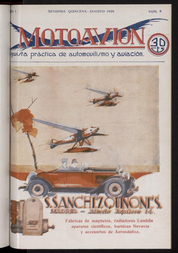 Miniatura de Motoavión: revista práctica de automovilismo y aviación, segunda quincena de agosto de 1928, nº 9