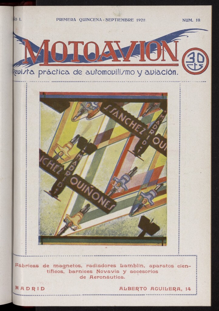Miniatura de Motoavión: revista práctica de automovilismo y aviación, primera quincena de septiembre de 1928, nº 10