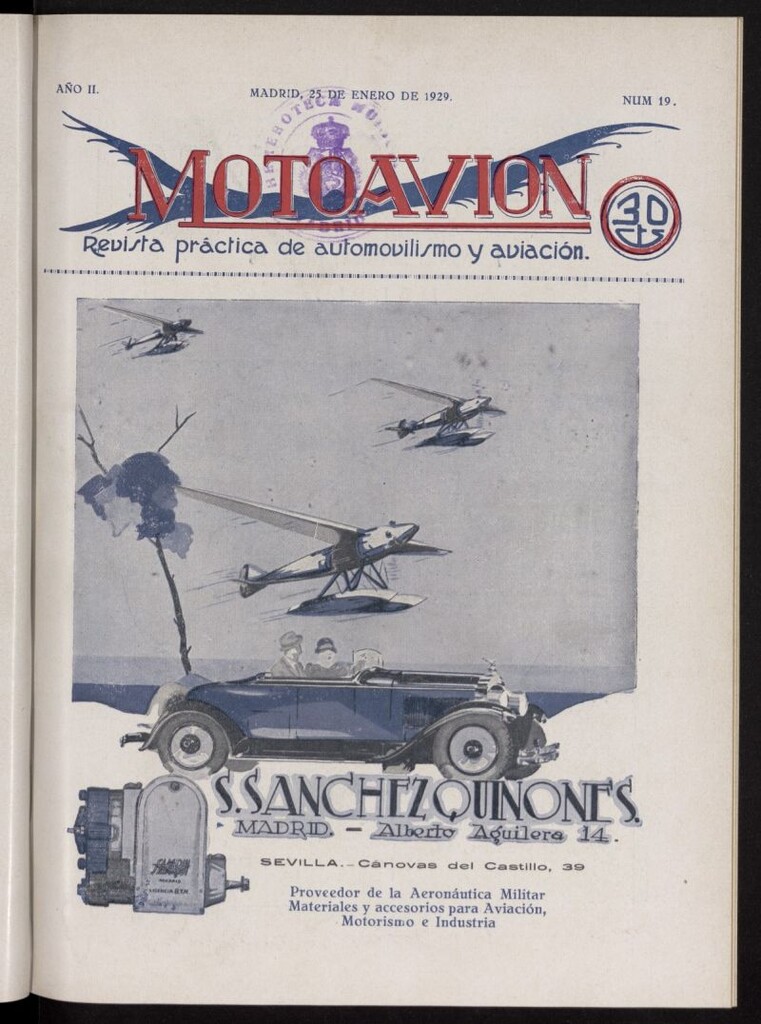 Miniatura de Motoavión: revista práctica de automovilismo y aviación del 25 de enero de 1929, nº 19