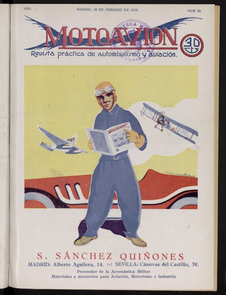 Miniatura de Motoavión: revista práctica de automovilismo y aviación del 10 de febrero de 1929, nº 20