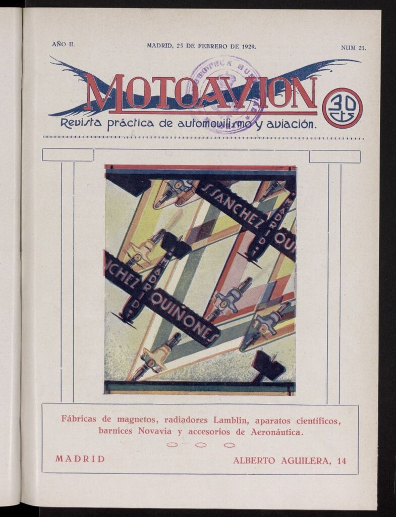 Miniatura de Motoavión: revista práctica de automovilismo y aviación del 25 de febrero de 1929, nº 21
