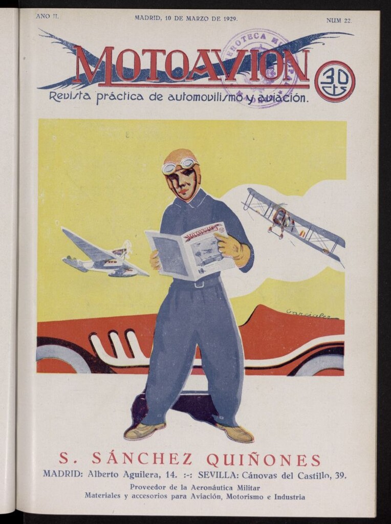 Miniatura de Motoavión: revista práctica de automovilismo y aviación del 10 de marzo de 1929, nº 22