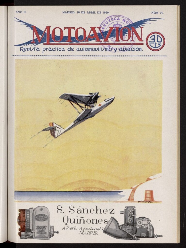 Miniatura de Motoavión: revista práctica de automovilismo y aviación del 10 de abril de 1929, nº 24