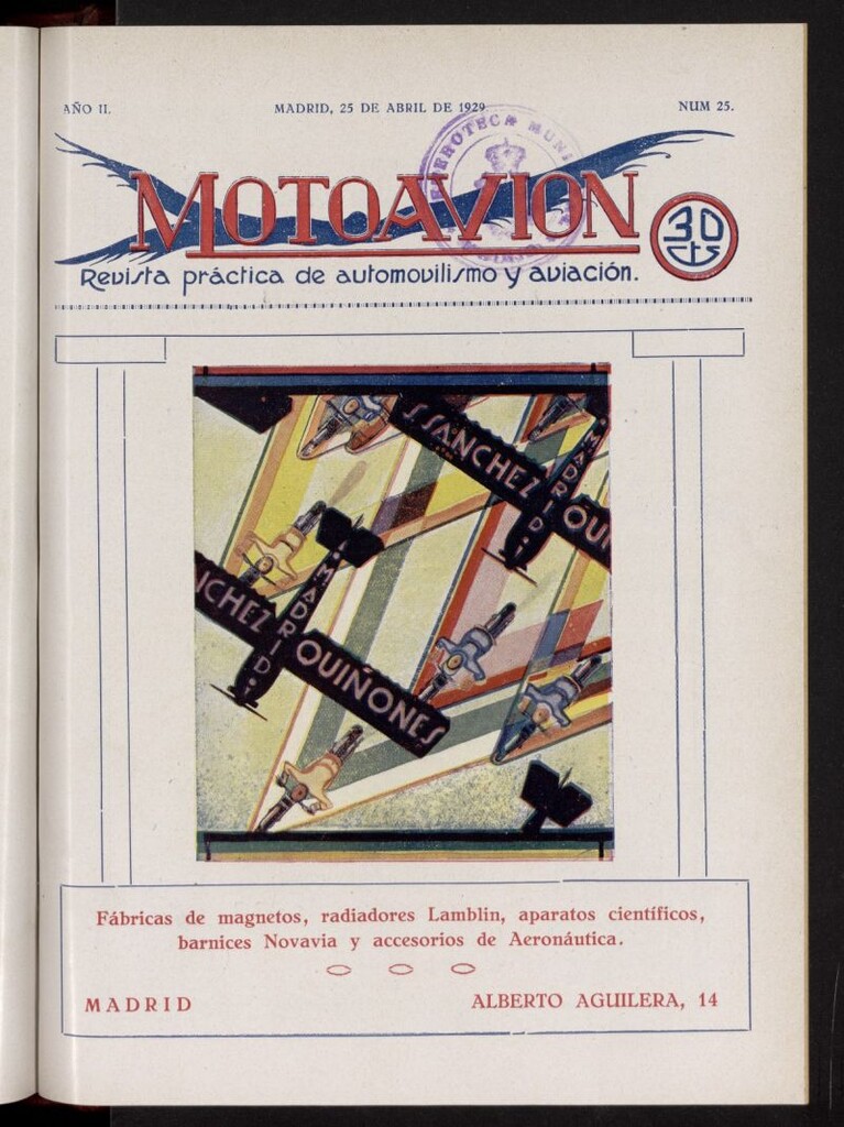 Miniatura de Motoavión: revista práctica de automovilismo y aviación del 25 de abril de 1929, nº 25