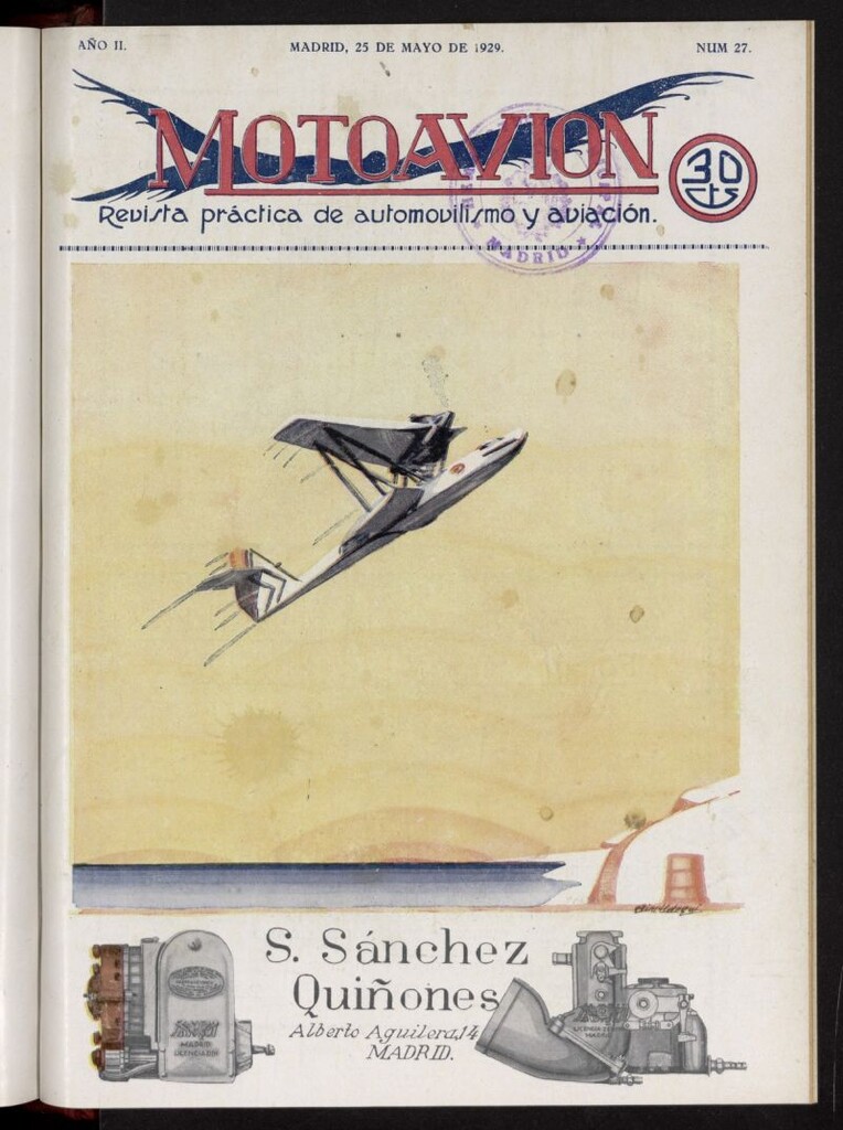 Miniatura de Motoavión: revista práctica de automovilismo y aviación del 25 de mayo de 1929, nº 27
