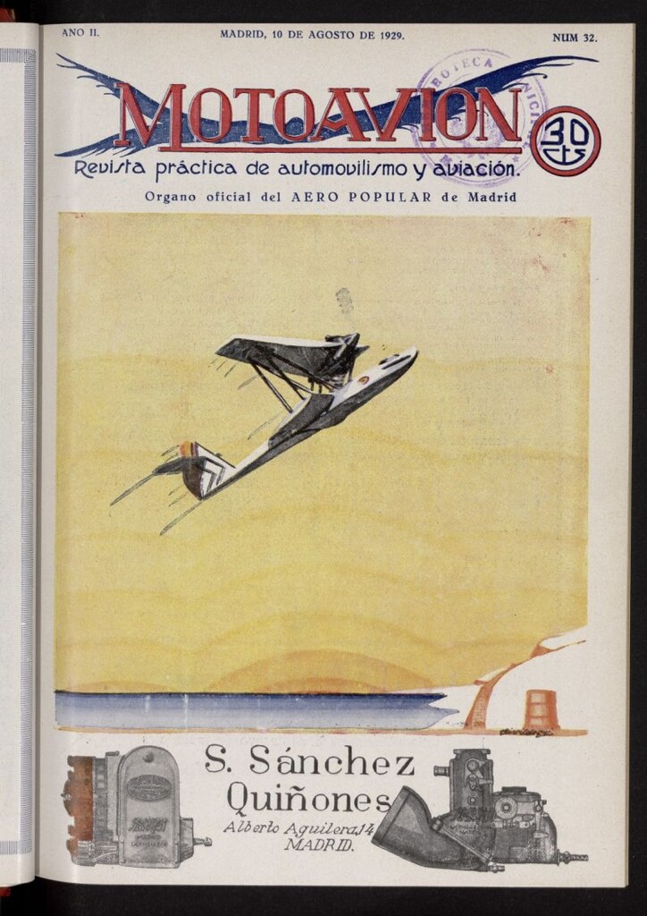 Miniatura de Motoavión: revista práctica de automovilismo y aviación del 10 de agosto de 1929, nº 32