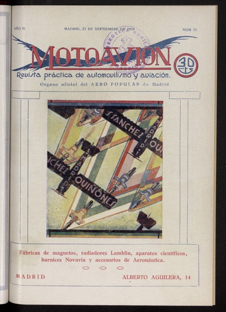 Miniatura de Motoavión: revista práctica de automovilismo y aviación del 25 de septiembre de 1929, nº 35