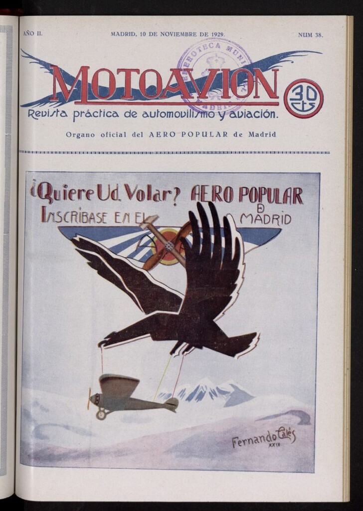 Miniatura de Motoavión: revista práctica de automovilismo y aviación del 10 de noviembre de 1929, nº 38