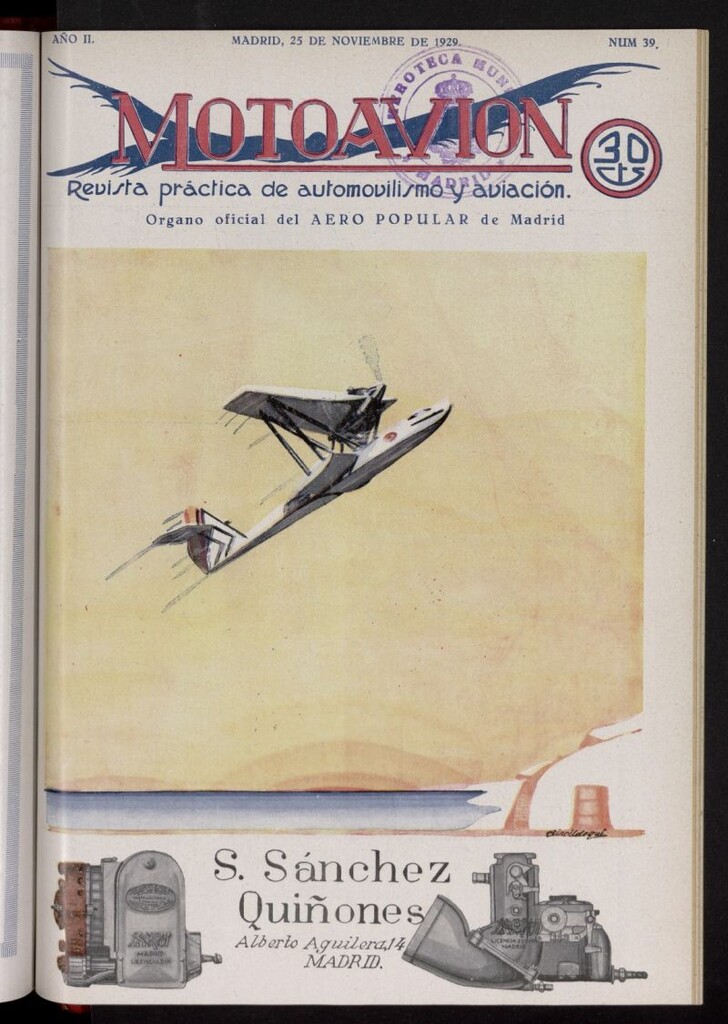 Miniatura de Motoavión: revista práctica de automovilismo y aviación del 25 de noviembre de 1929, nº 39