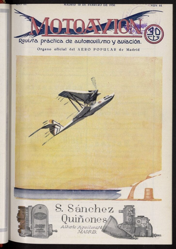 Miniatura de Motoavión: revista práctica de automovilismo y aviación del 10 de febrero de 1930, nº 44