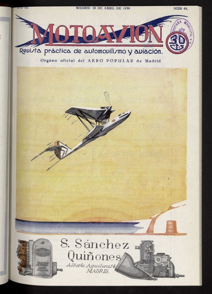 Miniatura de Motoavión: revista práctica de automovilismo y aviación del 10 de abril de 1930, nº 48