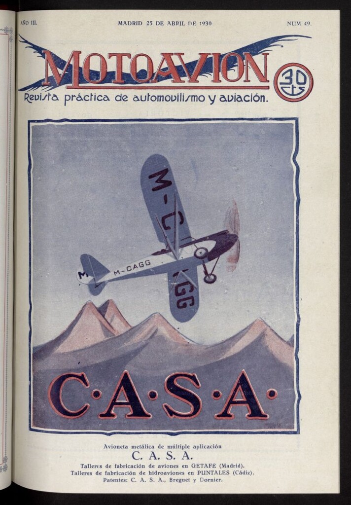 Miniatura de Motoavión: revista práctica de automovilismo y aviación del 25 de abril de 1930, nº 49
