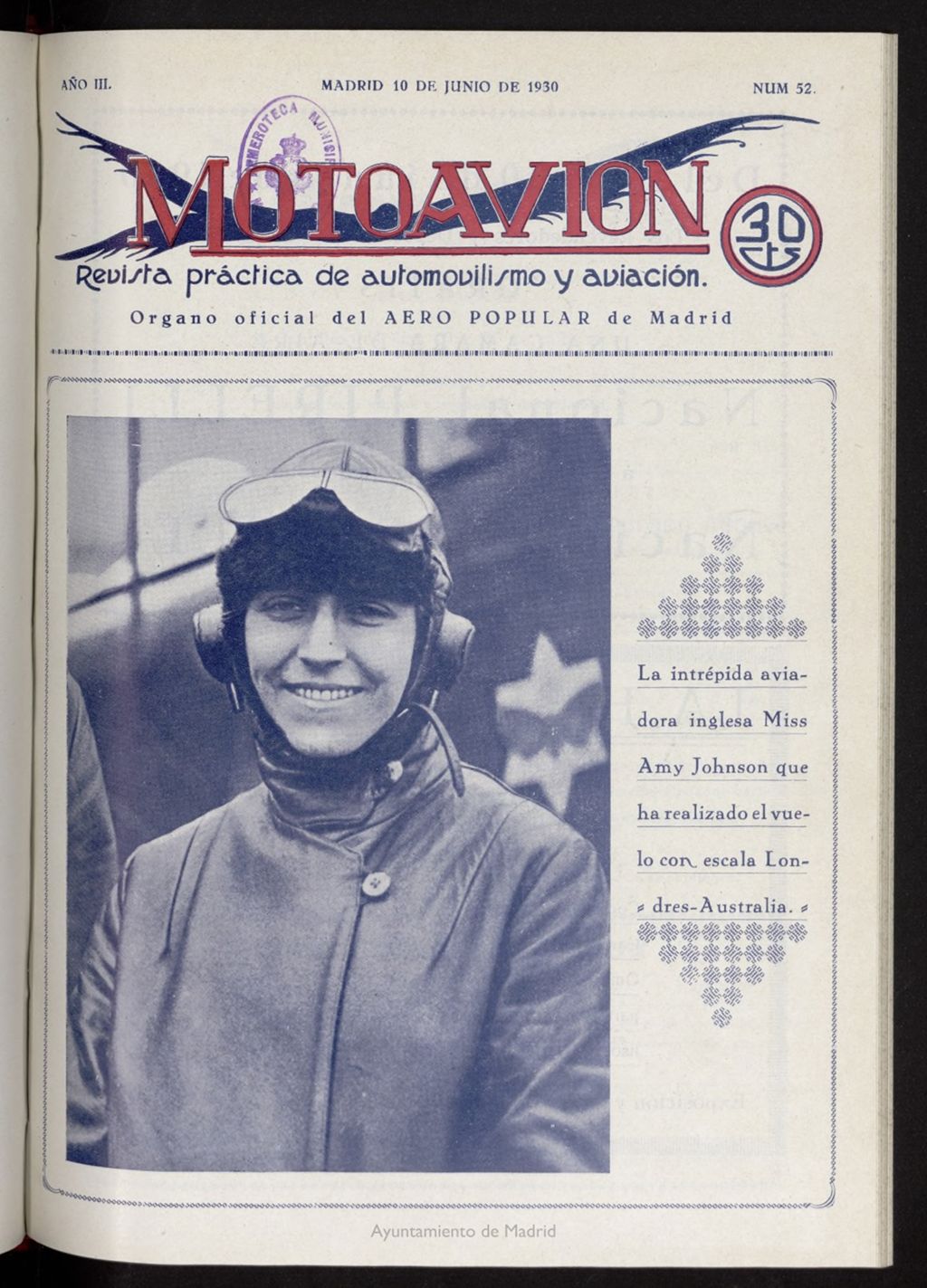 Miniatura de Motoavión: revista práctica de automovilismo y aviación del 10 de junio de 1930, nº 52