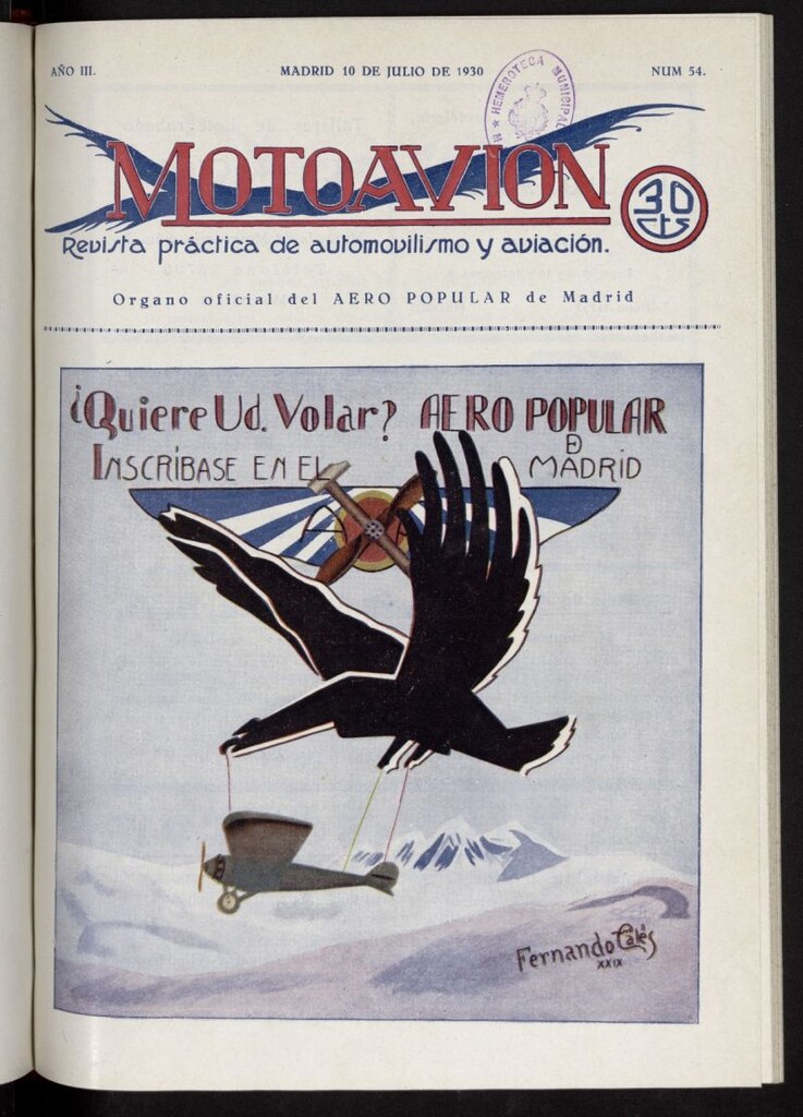Miniatura de Motoavión: revista práctica de automovilismo y aviación del 10 de julio de 1930, nº 54