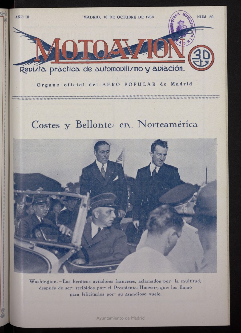 Miniatura de Motoavión: revista práctica de automovilismo y aviación del 10 de octubre de 1930, nº 60