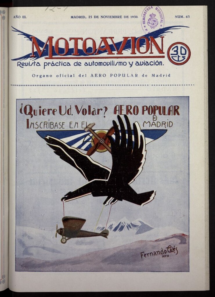 Miniatura de Motoavión: revista práctica de automovilismo y aviación del 25 de noviembre de 1930, nº 63