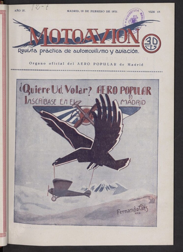 Miniatura de Motoavión: revista práctica de automovilismo y aviación del 10 de febrero de 1931, nº 68