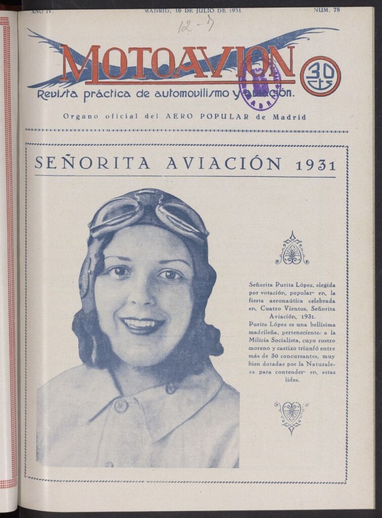 Miniatura de Motoavión: revista práctica de automovilismo y aviación del 10 de julio de 1931, nº 78