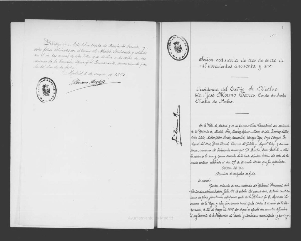 Miniatura de Actas de acuerdos del Ayuntamiento. Tomo 825 del año 1951 (3 enero a 18 abril)