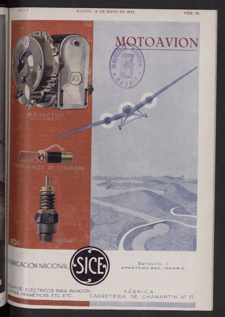 Miniatura de Motoavión: revista práctica de automovilismo y aviación del 10 de mayo de 1932, nº 98